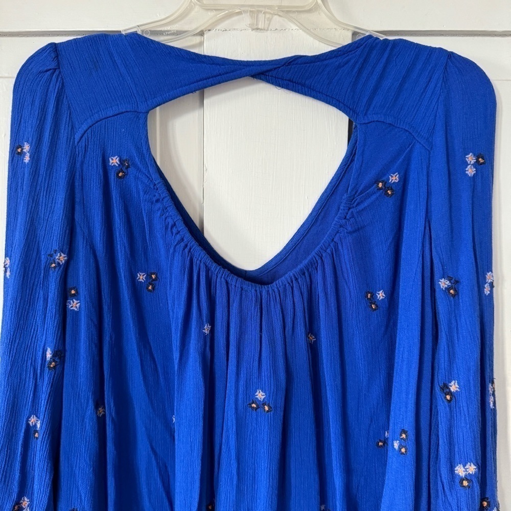 Free People Blue Embroidered Open Back Long Sleeve Dress - Picture 8 of 15